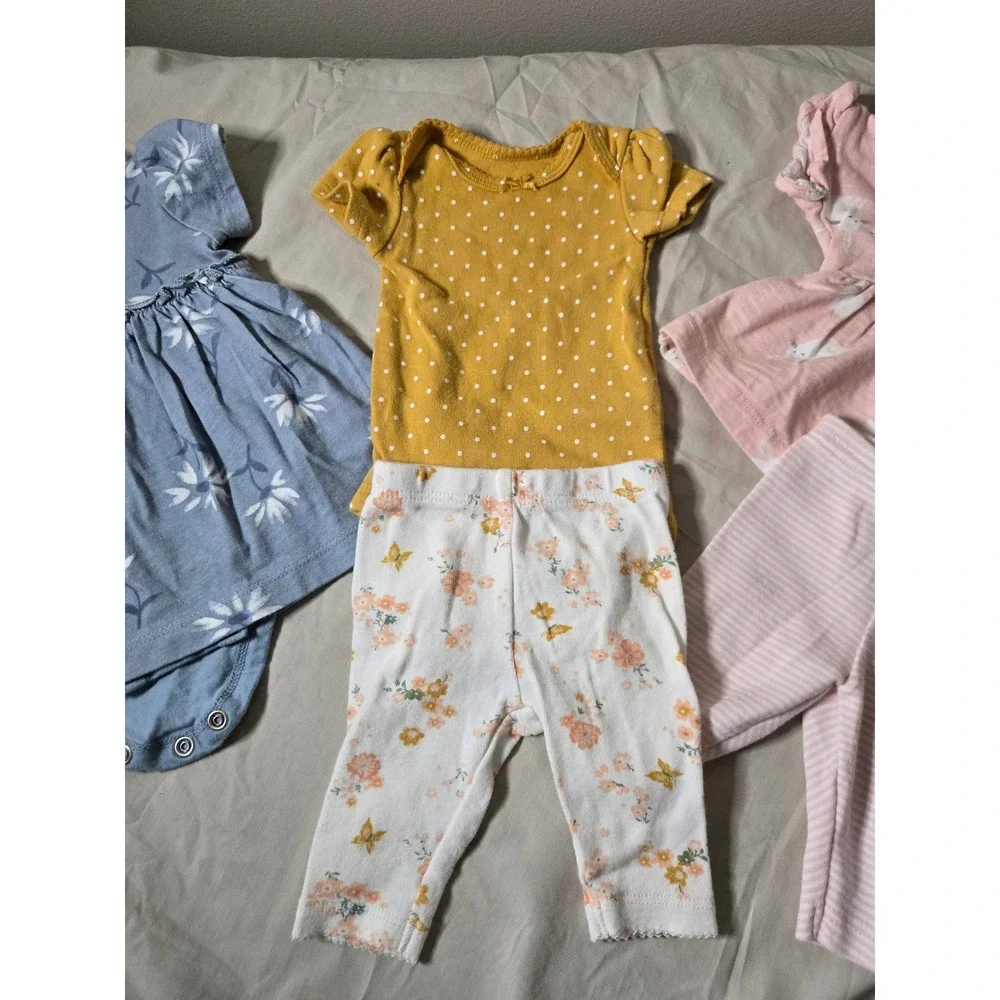 Carters‎ Baby Girl Newborn Outfit Lot Floral Polka Dot Bunny 3 Sets